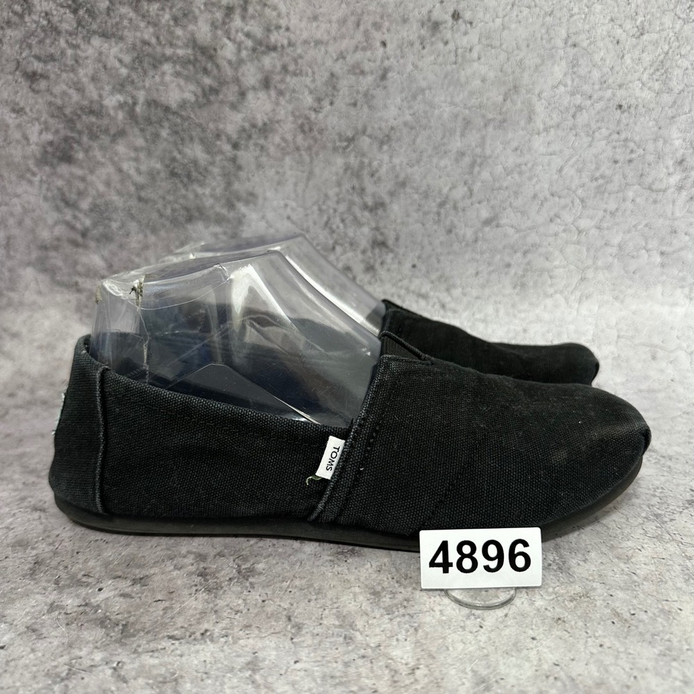 Toms Alpargata Shoes Womens 7.5 Black Canvas Slip On Casual Comfort Flat Loafer